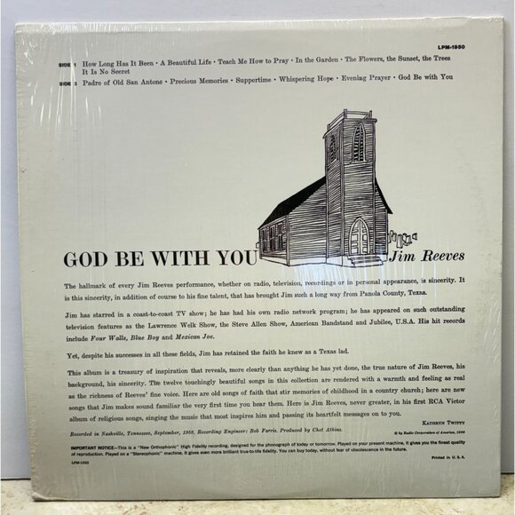 Jim Reeves God Be With You Country Vinyl LP in Shrink RCA Victor Mono LPM-1950 - Picture 5 of 6